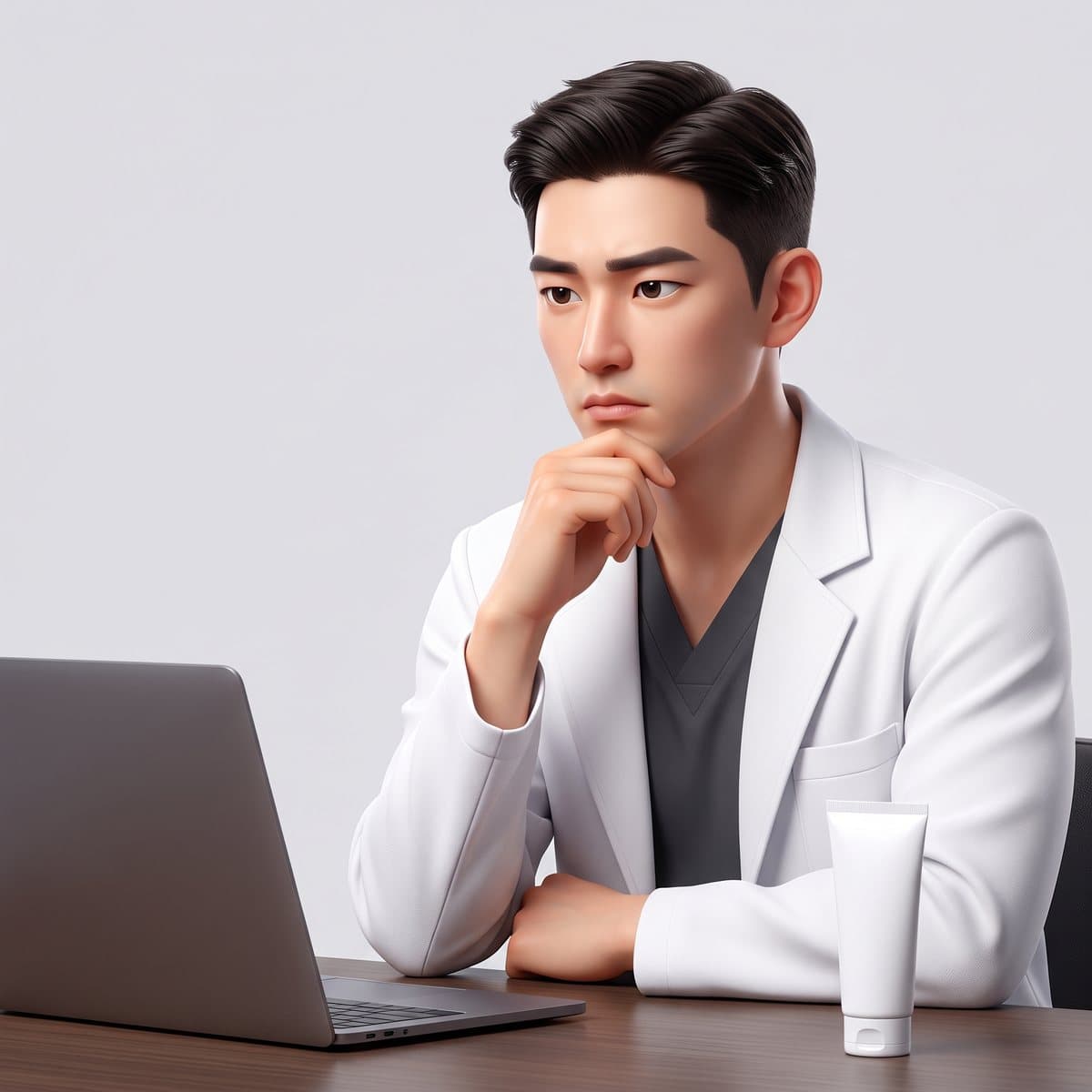 AI 검색 최적화(GEO) 운영을 고민하는 피부과 원장님 캐릭터
