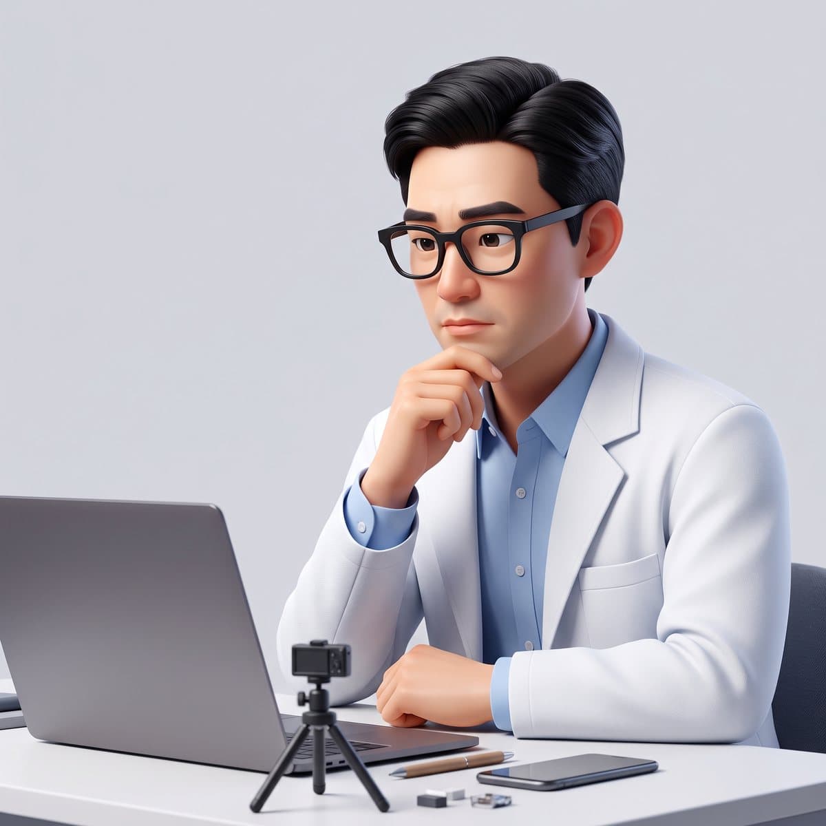 유튜브 마케팅 운영을 고민하는 안과 원장님 캐릭터